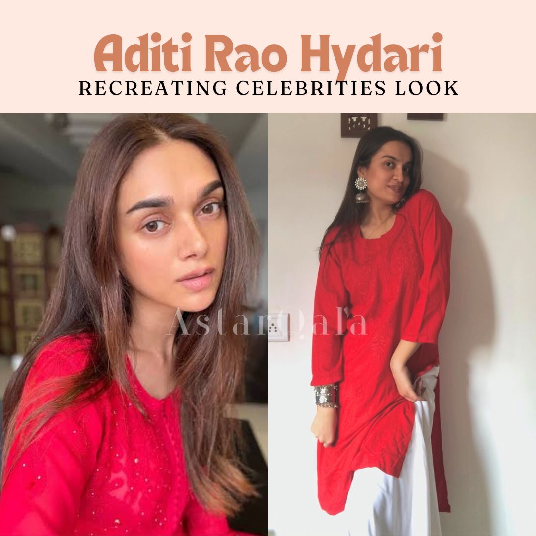 Aditi Rao Hydari Inspired Chikankari Look With AstarQala