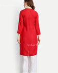 Gazala Rayon Straight Chikankari Kurta For Women - Red