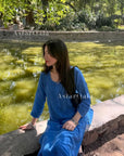 AstarQala - Raga Chanderi Chikankari Solid Women's Long Kurta - Blue - 130_1f933712-2a84-4bd1-8491-8f91b9fb484f