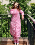 AstarQala - Jannat Chikankari Rayon 2 Piece Kurta & Pant Set - Pink - 132_d64acbab-7559-4dcf-a738-e746daf6e68d
