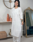 AstarQala - Safina Rayon Cotton Chikankari Solid Women's Long Kurta - White - 135_c88c5de2-a067-447f-9aa1-c119d7af6f1b