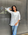 AstarQala - Nura Chanderi Straight Chikankari Short Kurti Top - Kashmiri & Lucknowi - - 141_154873d0-c5fd-4cd5-8ced-1ea5ccb14d9c
