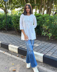 AstarQala - Nura Chanderi Straight Chikankari Short Kurti Top - Kashmiri & Lucknowi - White - 145_7a99faed-b3a2-4de4-af93-b483103fd04b