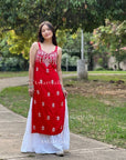 AstarQala - Bushra Rayon Chikankari Sleeveless Long Strap Kurti - Red Kurti - 154_2a07d787-7dec-4112-afec-e47f6e78e486