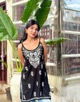 AstarQala - Kaya Strap Long Rayon Chikankari Kurti - - 179_4923230e-1f5e-4f3e-966f-2f3947b90c61