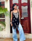AstarQala - Kaya Strap Long Rayon Chikankari Kurti - - 182_167691a7-528f-4948-89a6-674e99dc5bcc