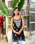 AstarQala - Kaya Strap Long Rayon Chikankari Kurti - - 183_b164b99a-6937-4b00-b398-0c10c3d2b3a9