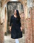 AstarQala - Gazala Rayon Straight Chikankari Kurta For Women - Black - 18_c035888f-8e61-4069-b213-4ad9defddc2b
