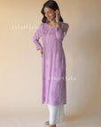 AstarQala - Bahaa Modal Long Chikankari Kurta For Women - Lilac - 192_d3a899ed-0abe-45d4-9138-40a4e4ac5282