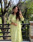 AstarQala - Jannat Chikankari Rayon 2 Piece Kurta & Pant Set - Green - 211_79b70124-84b5-4d95-89ab-61018d696ef7