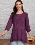 AstarQala - Taya Chikankari Rayon Short Kurti Top - Mauve - 212_b5d6e744-8e5f-4684-b014-761b53db5cba