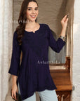AstarQala - Taya Chikankari Rayon Short Kurti Top - Navy - 215_95a29819-95e3-479b-86da-40c1e87b2ea5