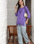 AstarQala - Taya Chikankari Rayon Short Kurti Top - Purple - 226_5a479cae-0d6f-4d01-999a-d34b904b238a