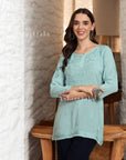 AstarQala - Taya Chikankari Rayon Short Kurti Top - - 230_19e97573-117c-4d3e-9c4c-ecd1b292a8d3