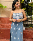AstarQala - Bushra Rayon Chikankari Sleeveless Long Strap Kurti - Slate Grey Kurti - 230_6d211ceb-e6e5-4699-bbad-7310d5690fd3