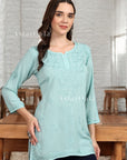 AstarQala - Taya Chikankari Rayon Short Kurti Top - - 231_c8f7cc1e-beb9-4a06-9858-83e068c2810e