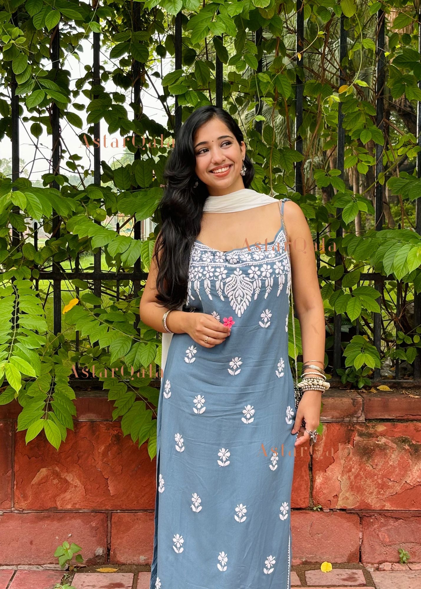 AstarQala - Bushra Rayon Chikankari Sleeveless Long Strap Kurti - - 232_88870551-2b51-40b9-9108-2882f1682981