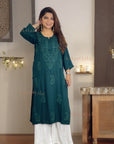 AstarQala - Safina Rayon Cotton Chikankari Solid Women's Long Kurta - - 23