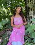 AstarQala - Bushra Rayon Chikankari Sleeveless Long Strap Kurti - Pink Kurti - 248_45176e08-547d-4328-94e6-bfda22166afe