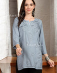 AstarQala - Taya Chikankari Rayon Short Kurti Top - - 251_b533021b-8a70-429c-95db-9f10bed08649