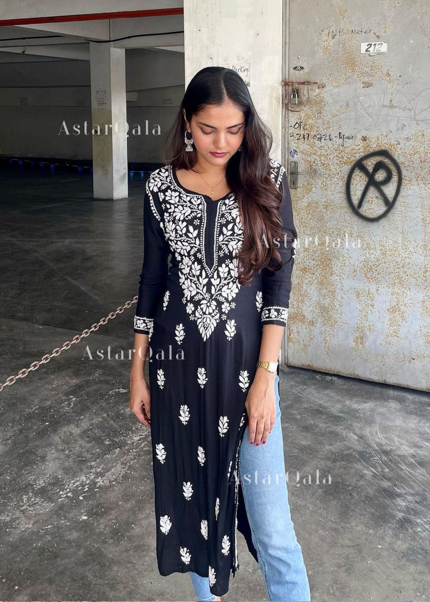 AstarQala - Sehar Rayon Straight Chikankari Kurta For Women - - 254
