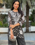 AstarQala - Aiish Straight Chiffon Chikankari Printed Short Kurta Top For Women - 3XL - 258