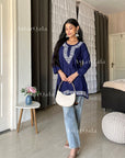 AstarQala - Heer Chikankari Rayon Straight Short Kurta Top - - 266
