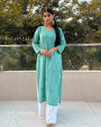 AstarQala - Mehar Chanderi Chikankari Straight Long Kurta For Women - - 273