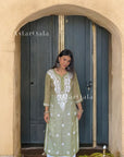 AstarQala - Mahira Leheriya Long Kota Doria Chikankari Kurta For Women - - 273_96e4b4f3-85c1-450b-8c3a-ede5fd1ec7bf