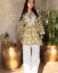 AstarQala - Jehan Chikankari Mulmul Short Kurti - Green - 273_b2e53828-d29f-4b2e-ba29-256490f7c37a