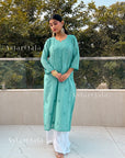 AstarQala - Mehar Chanderi Chikankari Straight Long Kurta For Women - - 274