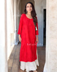 AstarQala - Gazala Rayon Straight Chikankari Kurta For Women - Red - 286