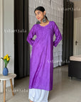 AstarQala - Mehar Chanderi Chikankari Straight Long Kurta For Women - Purple - 287_371049f5-9dce-4717-badf-70fd30c1bfac