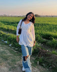 AstarQala - Sukh Short Chanderi Chikankari Kurti - White - 301_f02d4160-1b8b-4d15-8fb3-754ce005b557