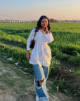 AstarQala - Sukh Short Chanderi Chikankari Kurti - - 303
