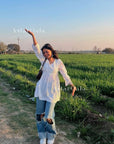 AstarQala - Sukh Short Chanderi Chikankari Kurti - - 305