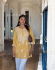 AstarQala - Liba Modal Short Chikankari Kurti Top - Yellow - 310_9ce64fab-5881-46f8-a28b-4f0efa0ae86c