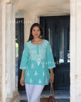 AstarQala - Liba Modal Short Chikankari Kurti Top - - 320
