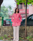 AstarQala - Effat Hand Embroidered Cotton Lucknowi Chikankari Short Kurti Top For Women - Magenta Pink Kurti - 323_bc62e78b-7d5a-440b-b5bf-4a8b2157cb22