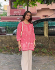 AstarQala - Effat Hand Embroidered Cotton Lucknowi Chikankari Short Kurti Top For Women - - 326_2d6f3690-39f8-4f4c-b93c-a0020f6f9e37