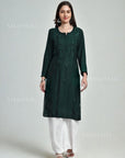 AstarQala - Gazala Rayon Straight Chikankari Kurta For Women - Green - 33_6b11789c-ac7c-4d62-aae2-90520dbb4baa