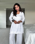 AstarQala - Kari Chikankari Short Kurti & Palazzo Co-ord Set in Rayon for Women - - 345_b1412593-cb20-46c4-a416-c4c11ce51083