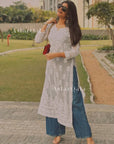 AstarQala - Gurbani Modal Long Straight Chikankari Kurta & Kurta Set For Women - - 372