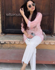 AstarQala - Maithili Georgette Straight Chikankari Short Kurti Top For Women - Pink - 378_77487ce6-5f5e-4f39-adc7-6f4a6df3535d