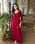 AstarQala - Razeka Chanderi Mukaish Chikankari Kurta & Kurta Set For Women - Red - 394_1efcb093-d8a6-4ca7-b445-6dcdcdefa564