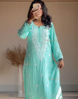 AstarQala - Ada Chikankari Rayon Straight Kurta Set For Women - - 397-Photoroom