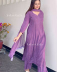 AstarQala - Ulfat Chikankari Rayon Ombré 3 Piece Kurta Set With Dupatta - Purple - 412_ff4cfe35-8e56-4b01-9bc0-fd42fe0d84a4