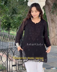 AstarQala - Mehwish Viscose Chikankari Short Kurta Top For Women - Black - 419_65916cb8-bbbb-45d7-aa77-5d88f5d3bf08
