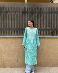 AstarQala - Farheen Mulmul Floral Printed Chikankari Kurti For Women's - - 433