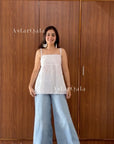 Sara Chikankari Cotton Strap Top - White